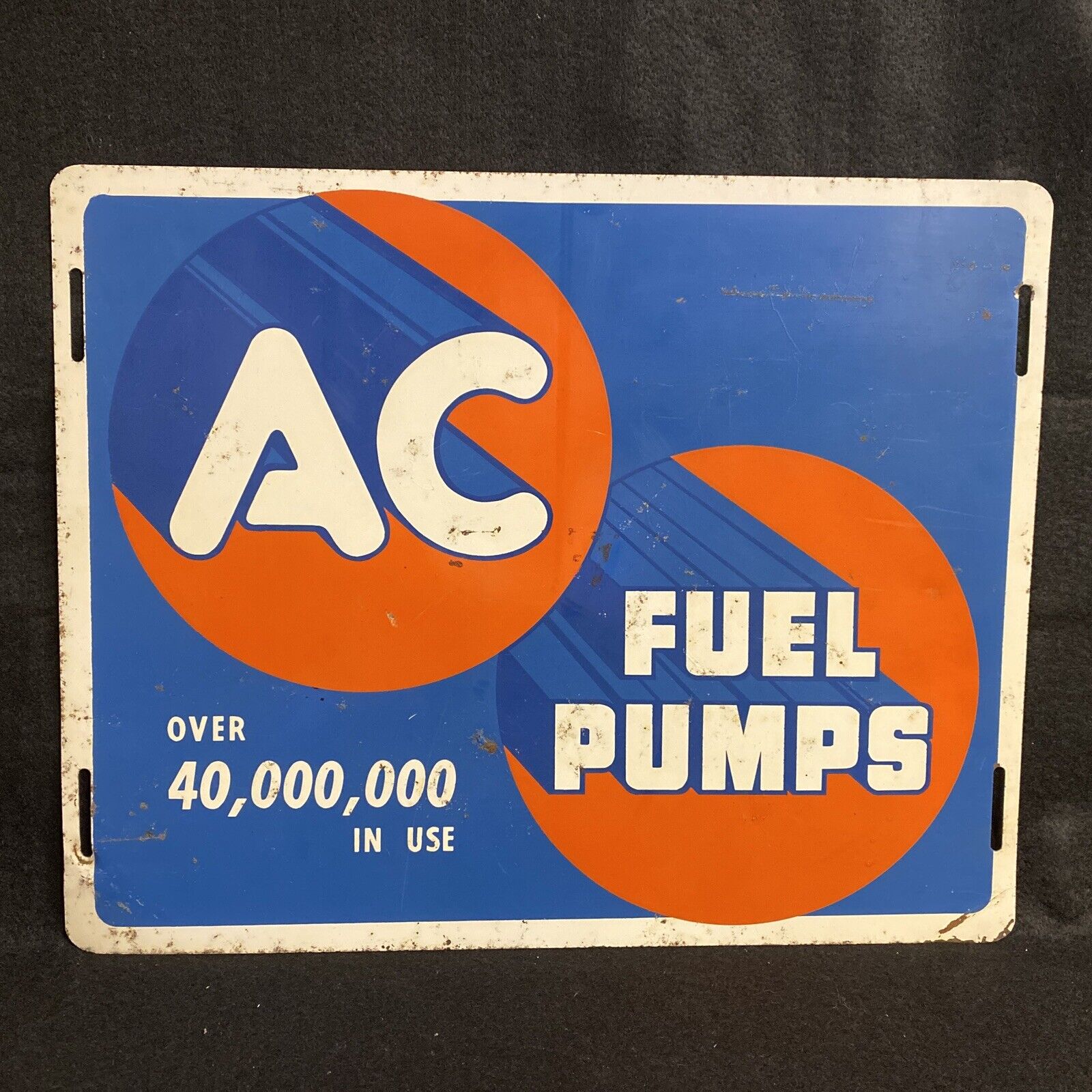 Vintage 1950s AC Fuel Pumps metal sign chevy GM spark plugs