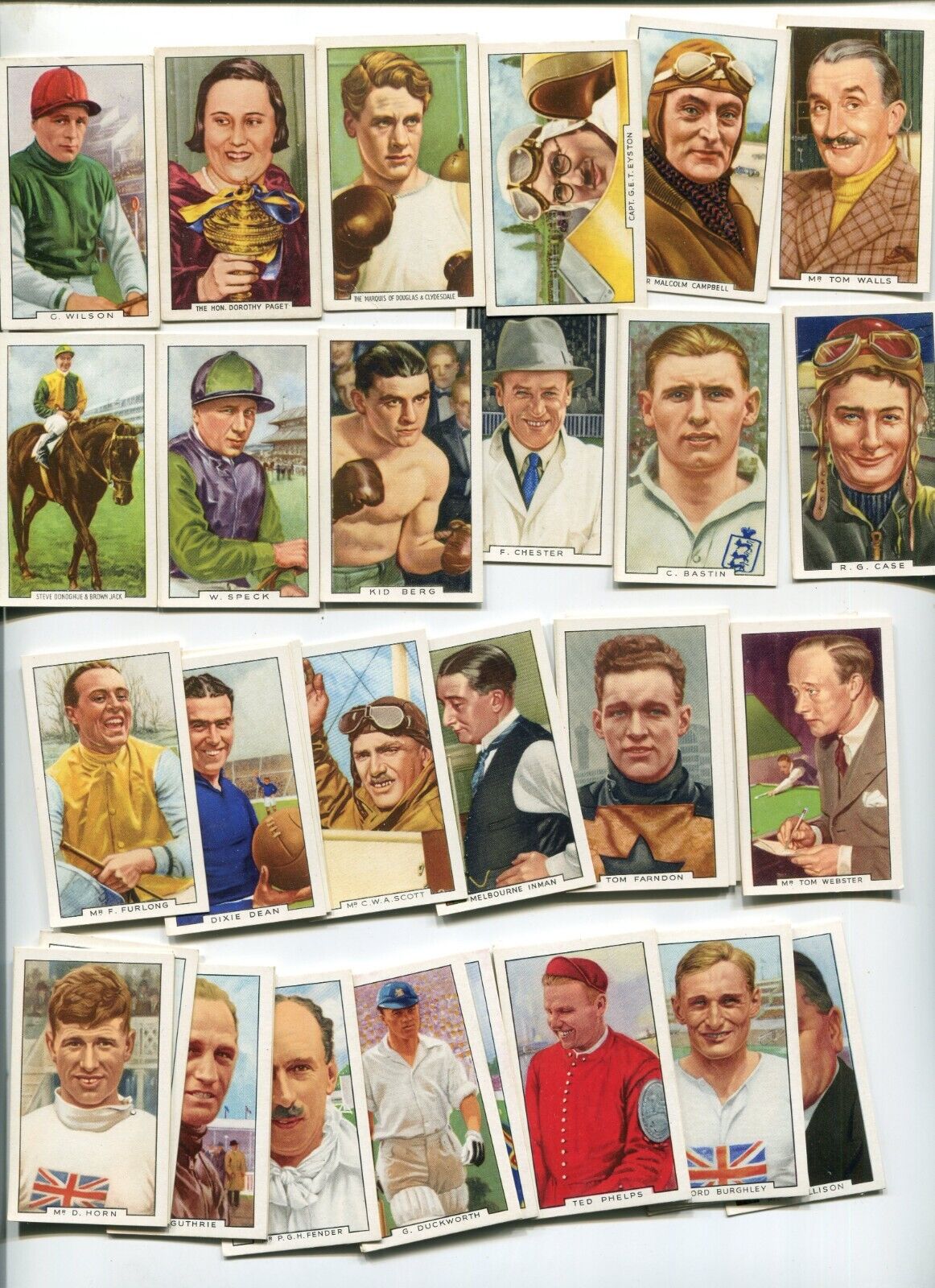1936 GALLAHER Ltd CIGARETTES SPORTING PERSONALITIES 48 TOBACCO CARD SET
