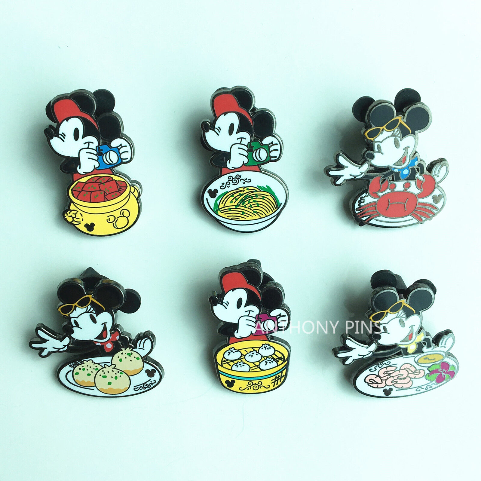 Shanghai Disney Pin SHDL 2020 HM Hidden Mickey Mickey Minnie Food Set 6 Pins