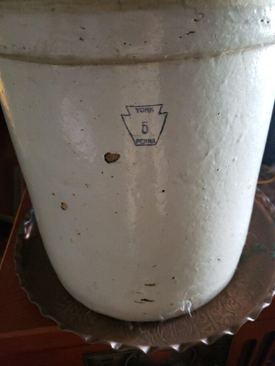 Antique Vintage York PA Stoneware Crock