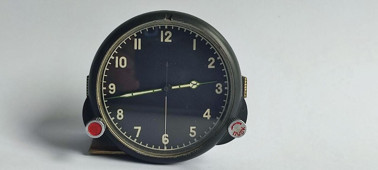 Vintage Mechanical Clock 122chs SU Mig Air Force Panel clock Soviet Era USSR