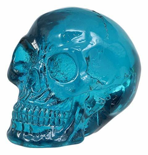 Blue Translucent Witching Hour Gazing Skull Miniature Figurine Acrylic Skulls