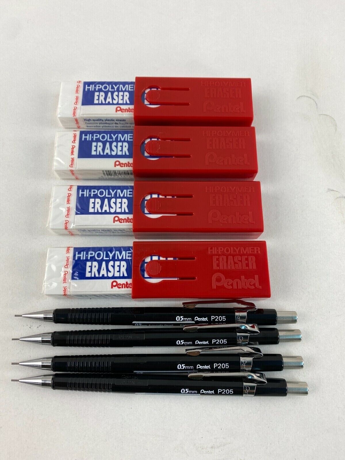 Pentel Sharp Mechanical Pencil 0.5Mm Black Barrel, 4 Erasers Include P205A ZEH10