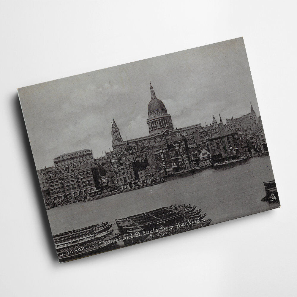 A3 PRINT - Vintage London - The Thames Embankment & St Paul\'s from Bankside
