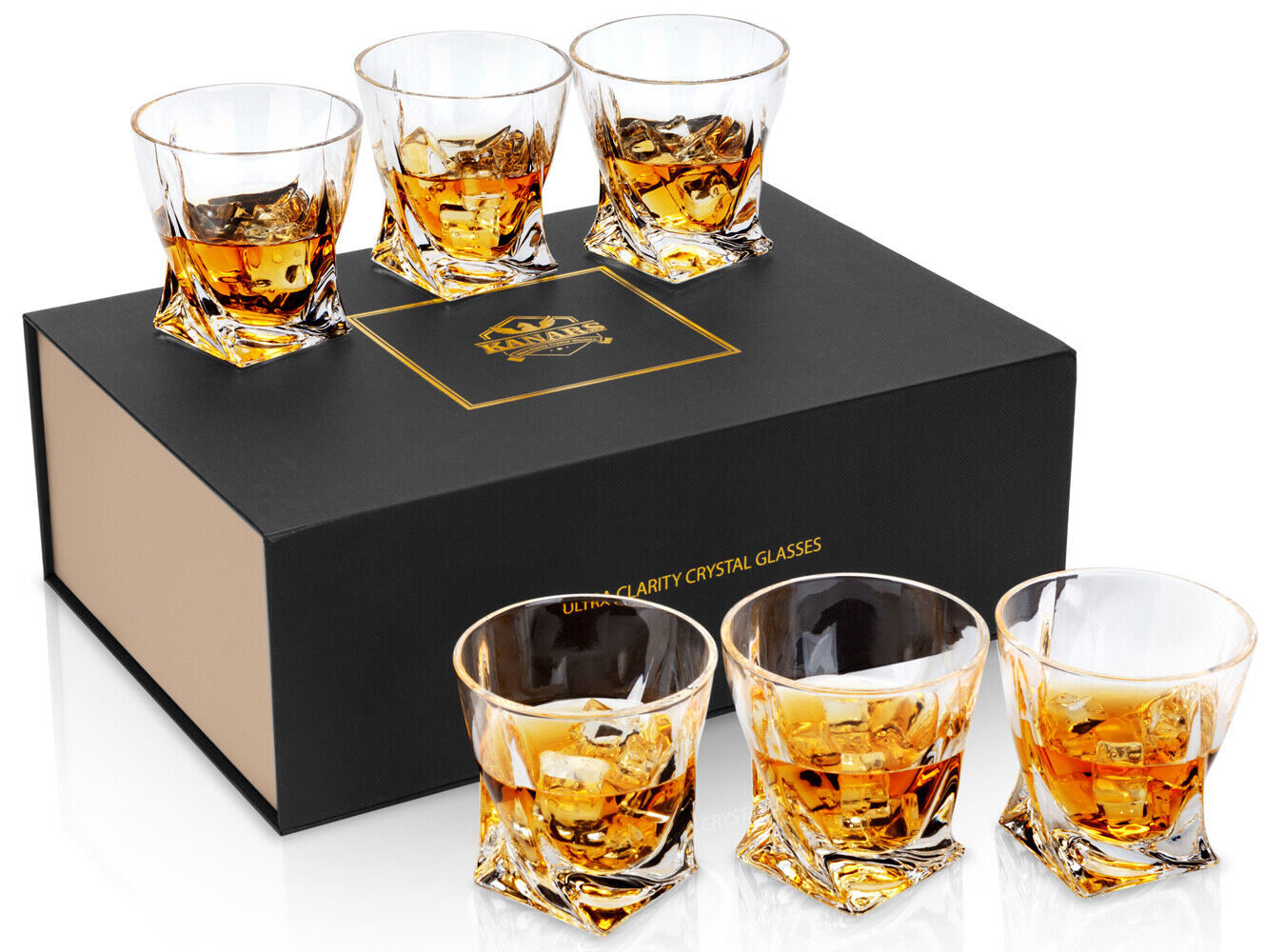 Whiskey Glasses 10oz/300ml Crystal Lowball Whisky Bourbon Tumbler Cups Set of 6