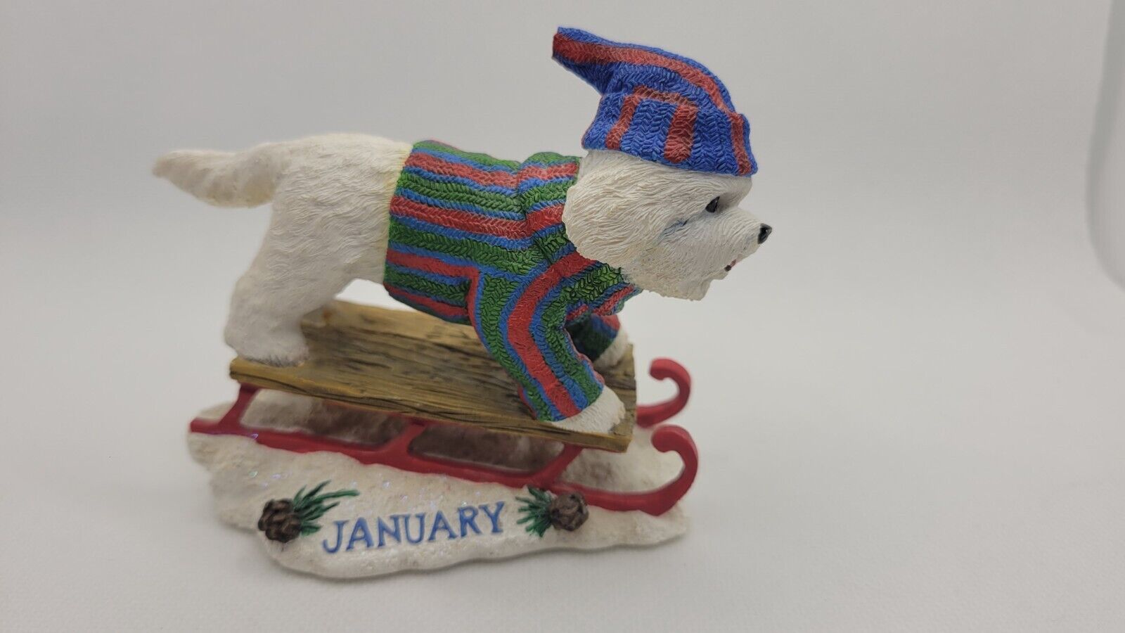 Danbury Mint Dog Calendar Month Bichon Frise Miniature Collectable Figurines