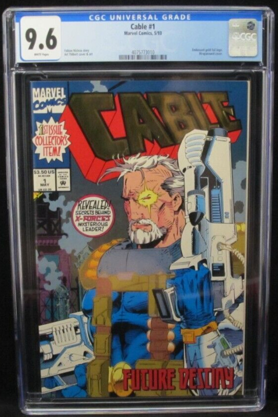 1993 Marvel Comics Cable #1 CGC 9.6 White Pages Gold Foil Logo Wrap Around Cover