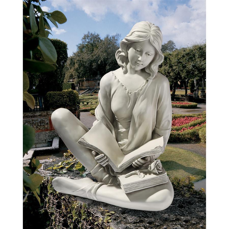 Young Woman Reading Lost in the Pages Special Escape Serene Garden Sculpture