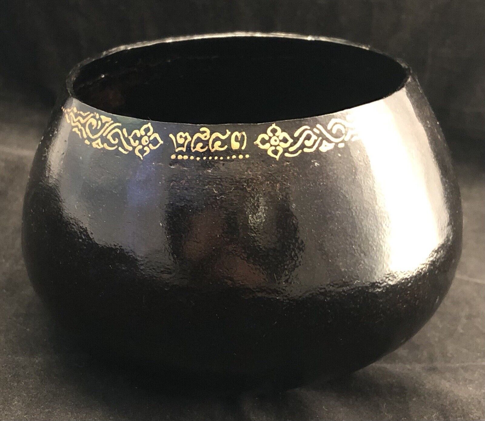 Black Copper Buddhist Monk Alms Bowl Handcrafted for Monks in Thailand 8”