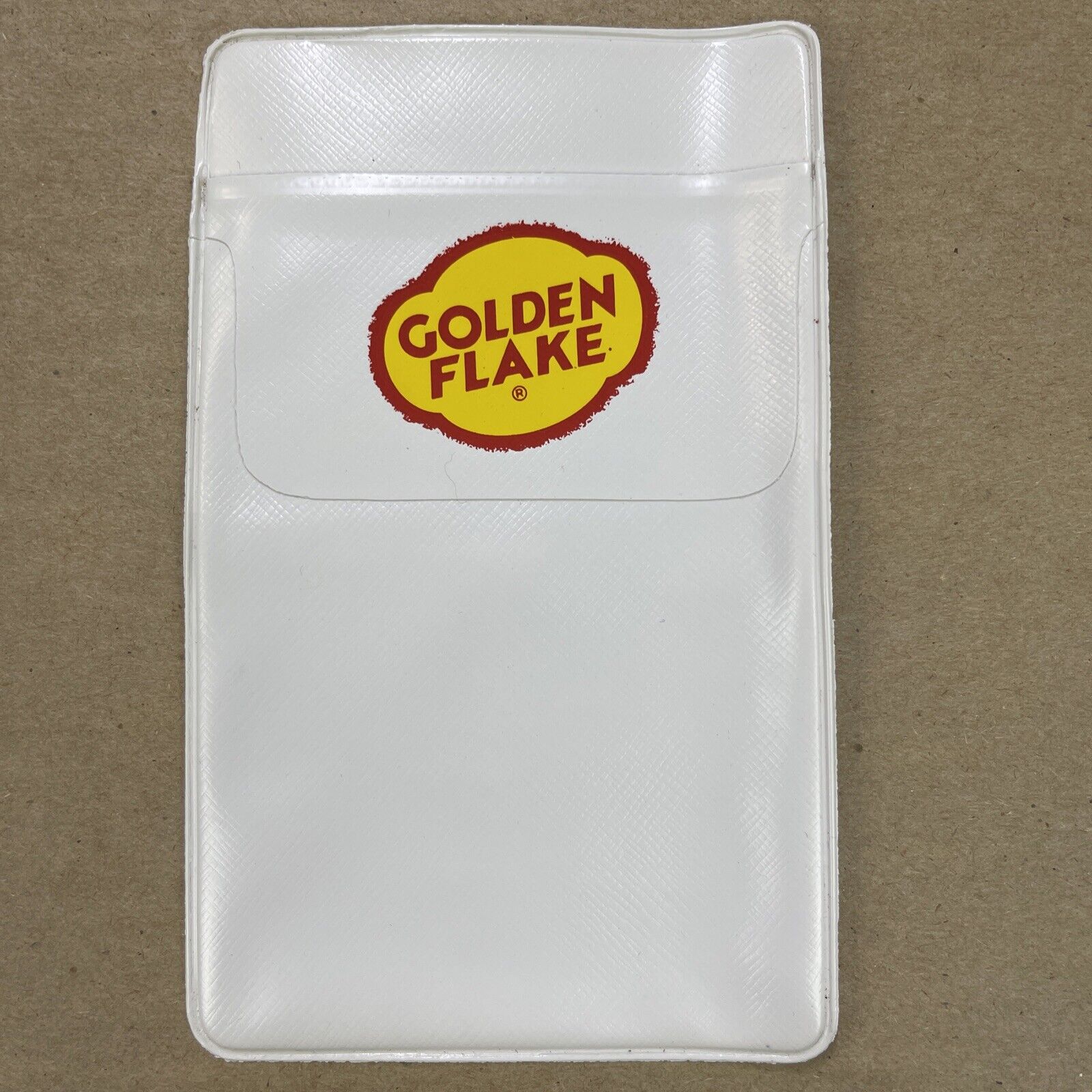 Vintage Golden Flake Potato Chips Advertising Vinyl Pocket Protector White NOS