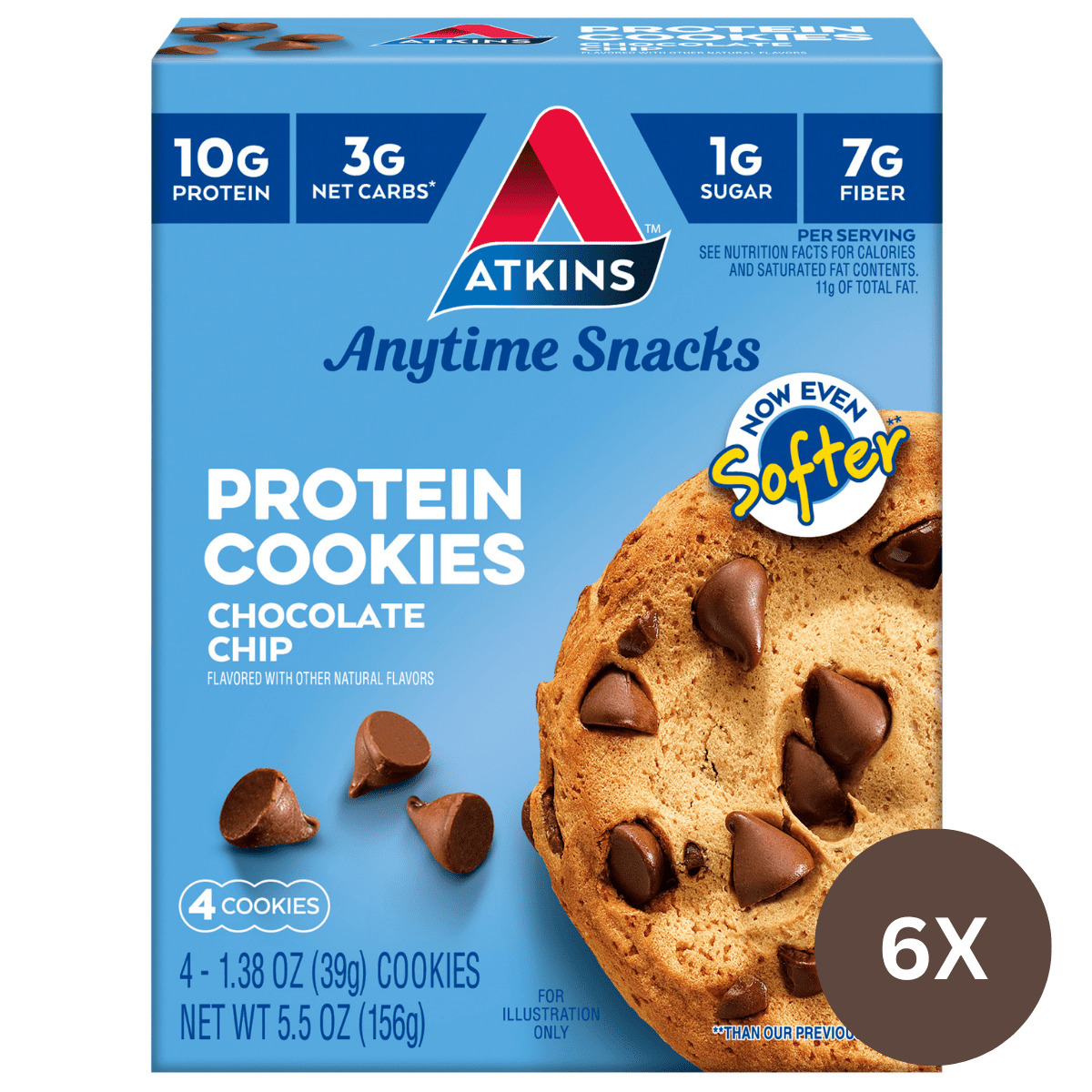 Atkins Chocolate Chip Protein Cookie, Protein Dessert, Rich in Fiber, Low Carb
