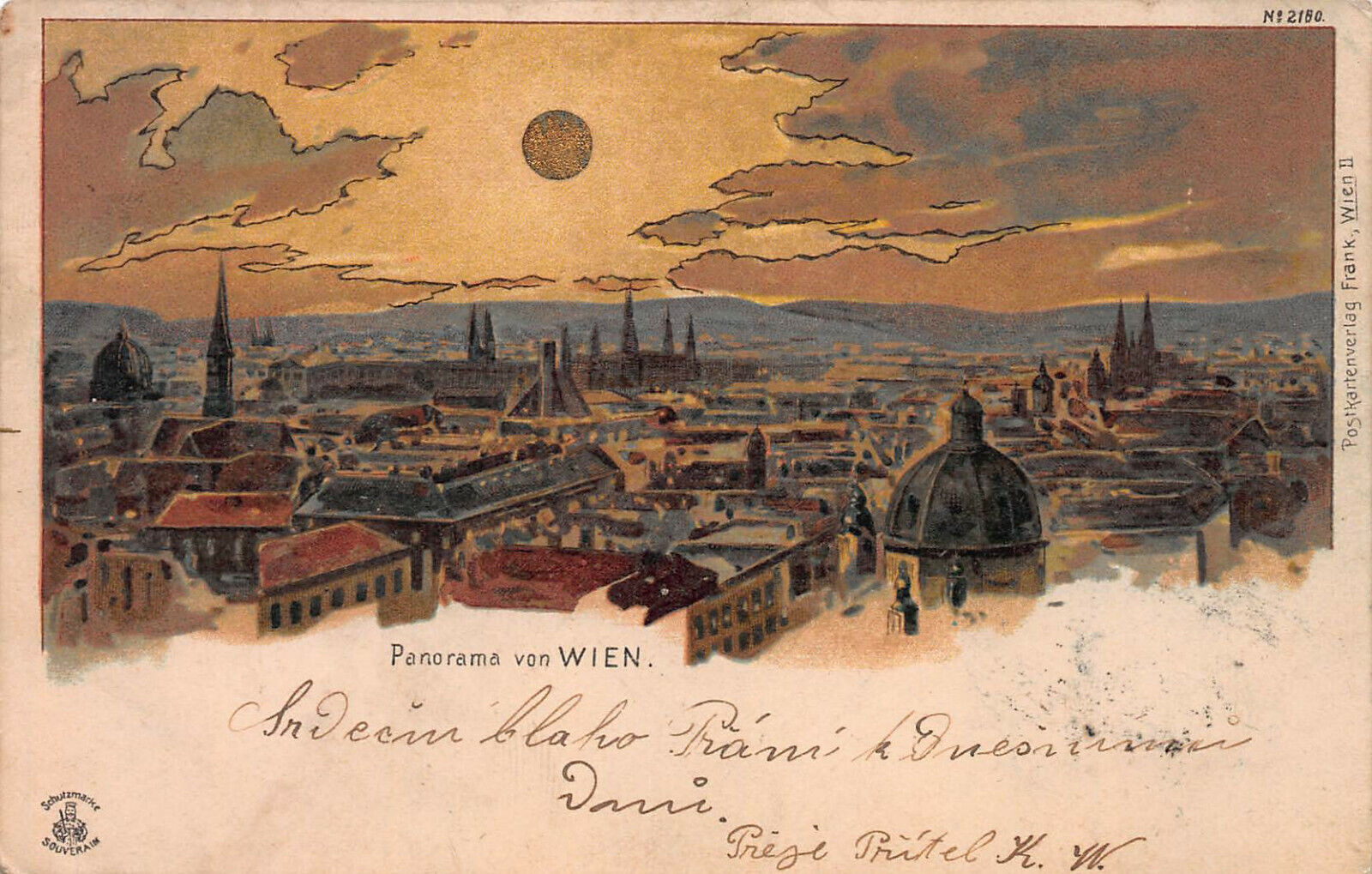 Panoramic View of Vienna, Austria, Very Early Postcard, Used in 1901