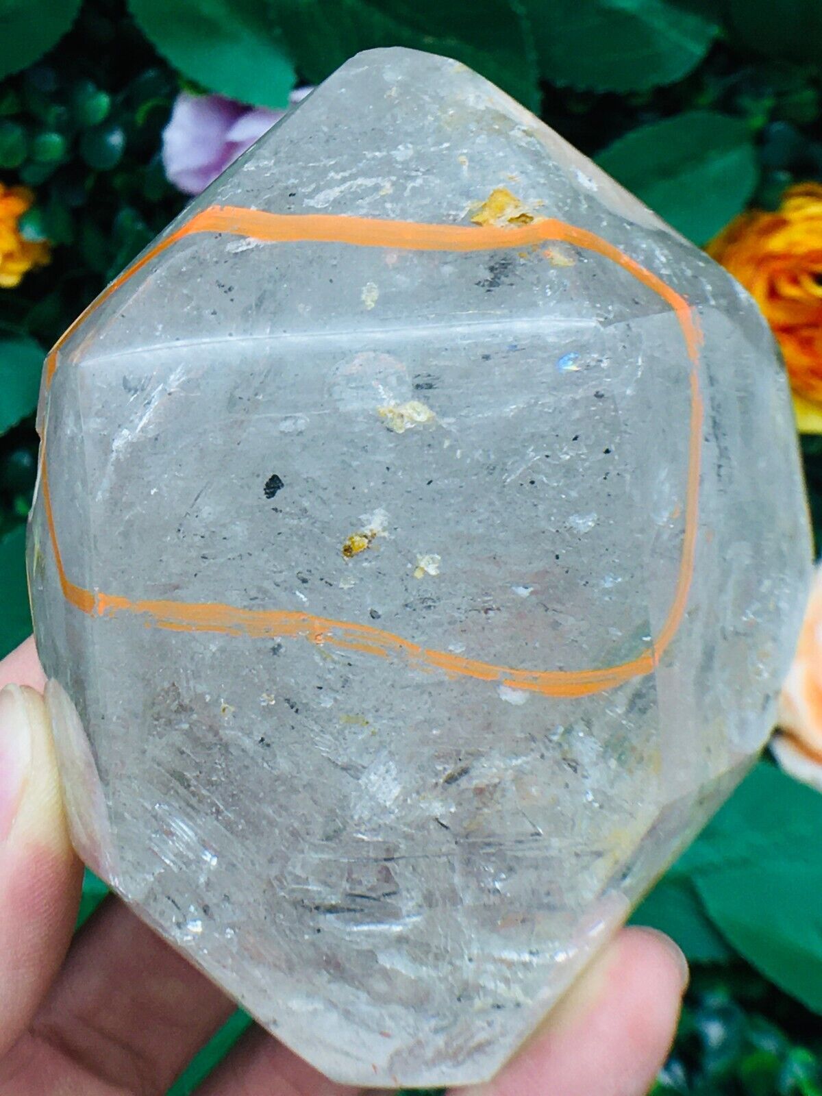 Rare Herkimer diamond crystal+Large Moving water droplets enhydro specimen 300g