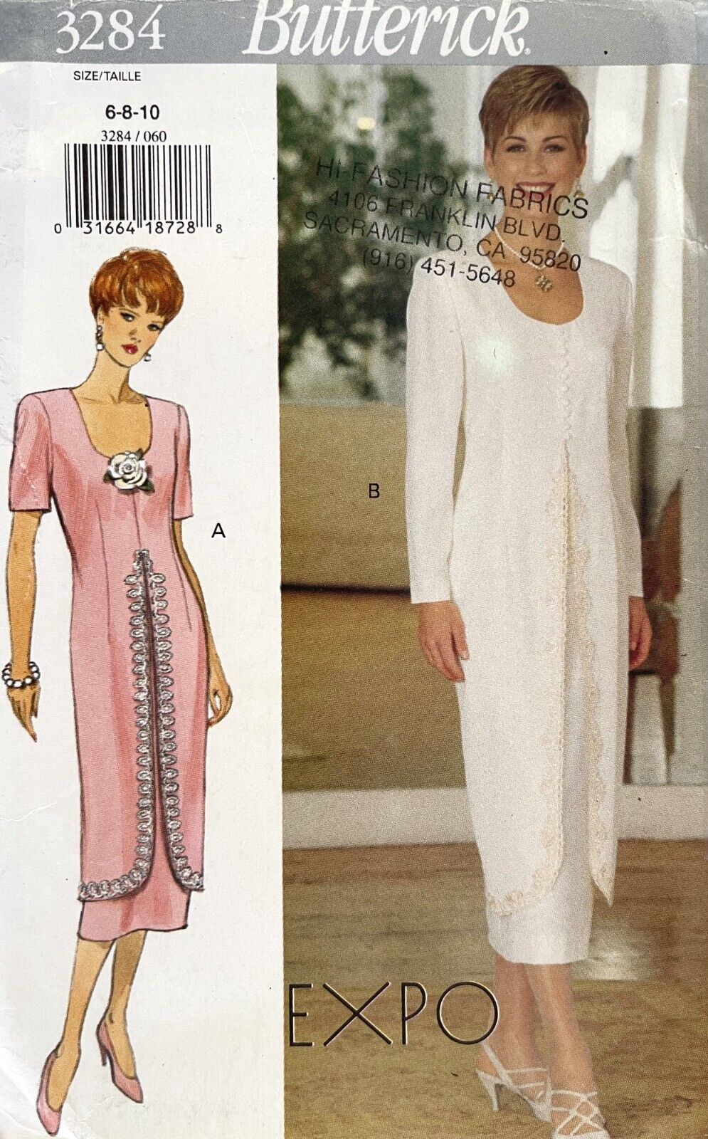 1990's Butterick Misses' Dress Pattern 3284 Size 6-10 UNCUT