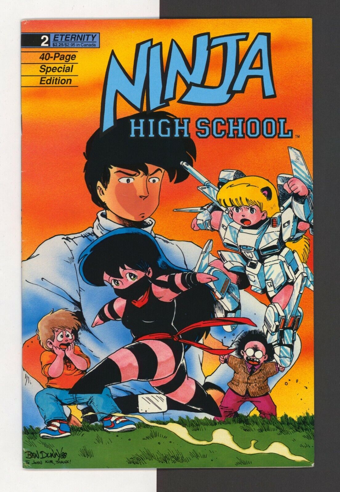Ninja High School Special Edition #2, VF-, 1988, cameo of Gundam-inspired robots