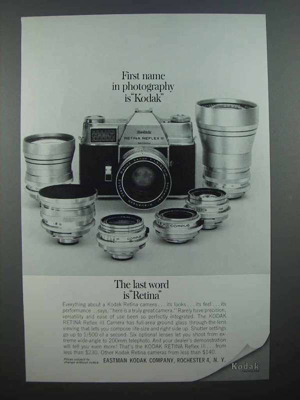 1963 Kodak Retina Reflex III Camera Ad - First Name