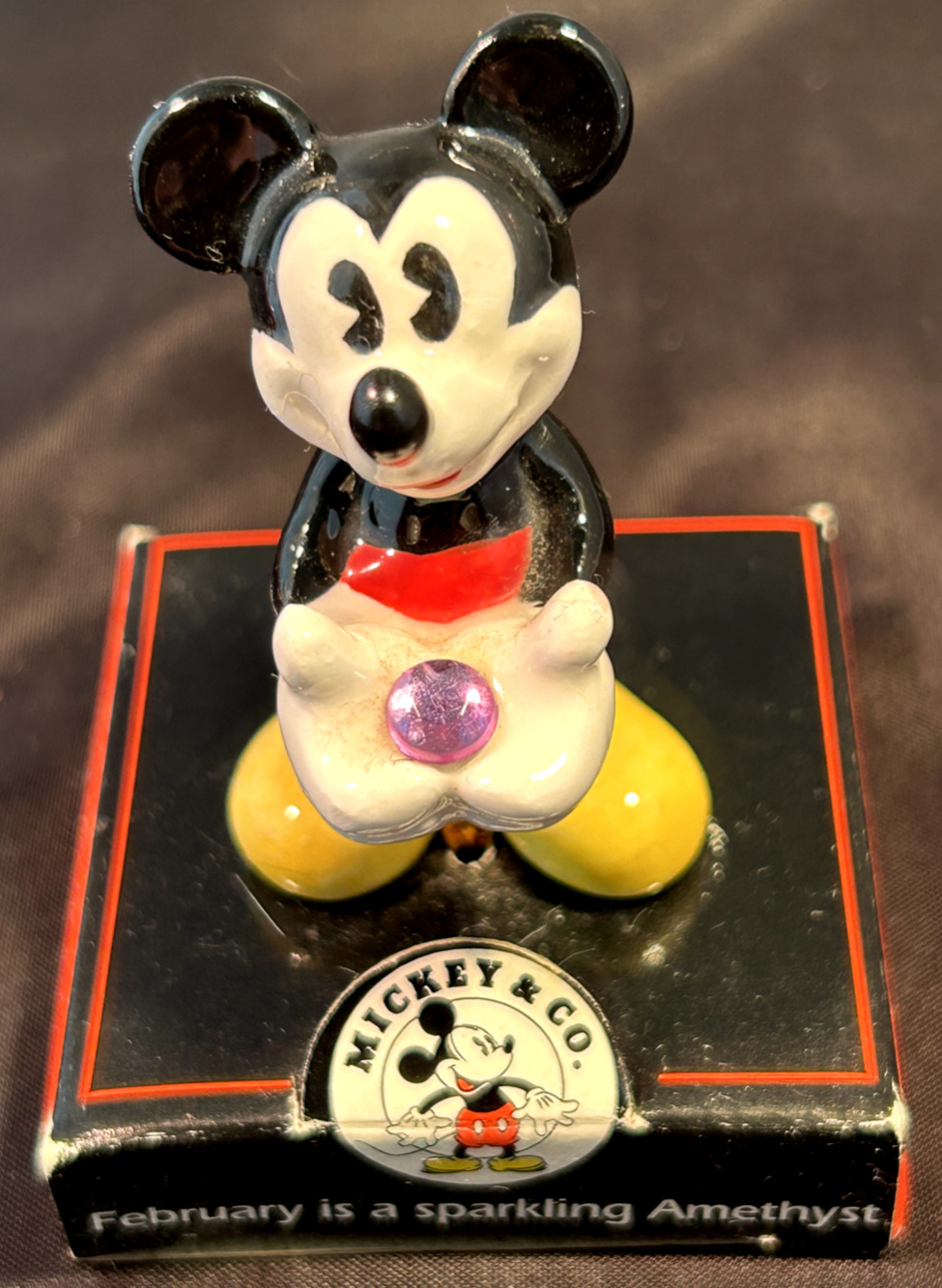 Enesco Disney Mickey Mouse February is amethyst  Birthstone Figurine Enesco