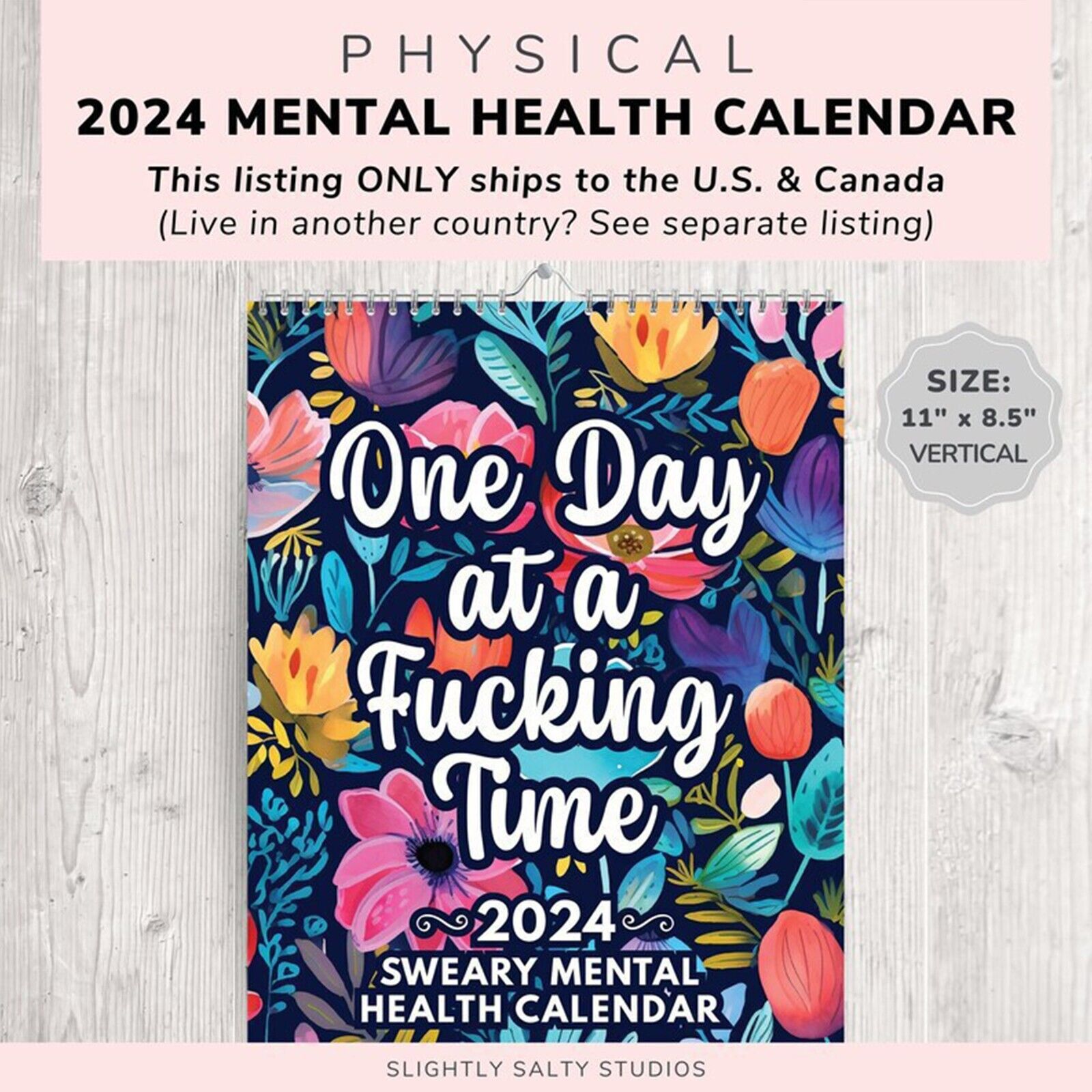 2024 Funny Mental Health Calendar, One Day at a F*cking Time Calendar Funny Gift