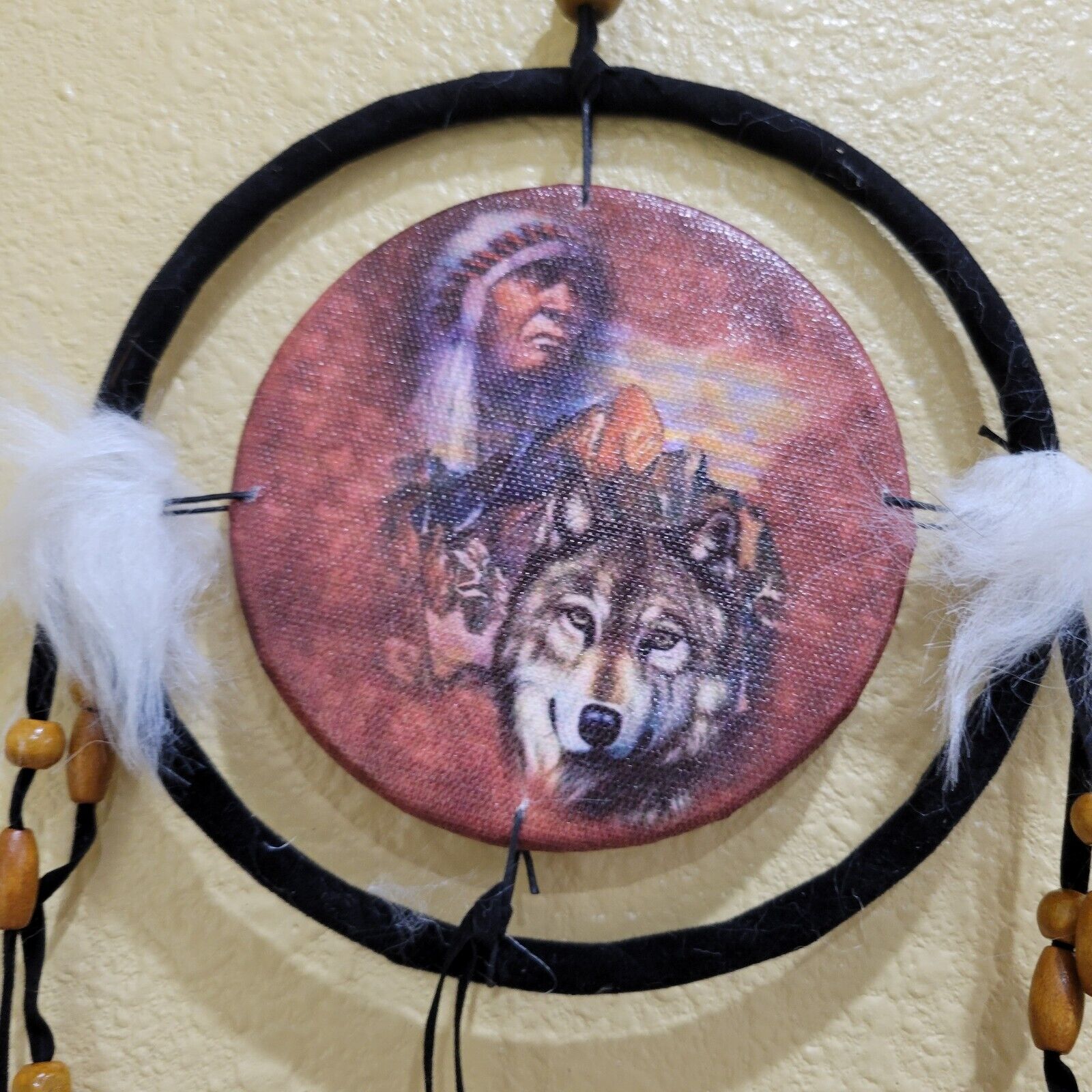 Native American Dream Catcher Feather and Bead Handmade  Boho Wall Hanging 