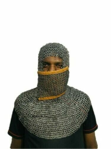 ChainMail 9mm Oil Finishing Steel Coif 18 SWG Flat Ring Riveted Alternate Ring