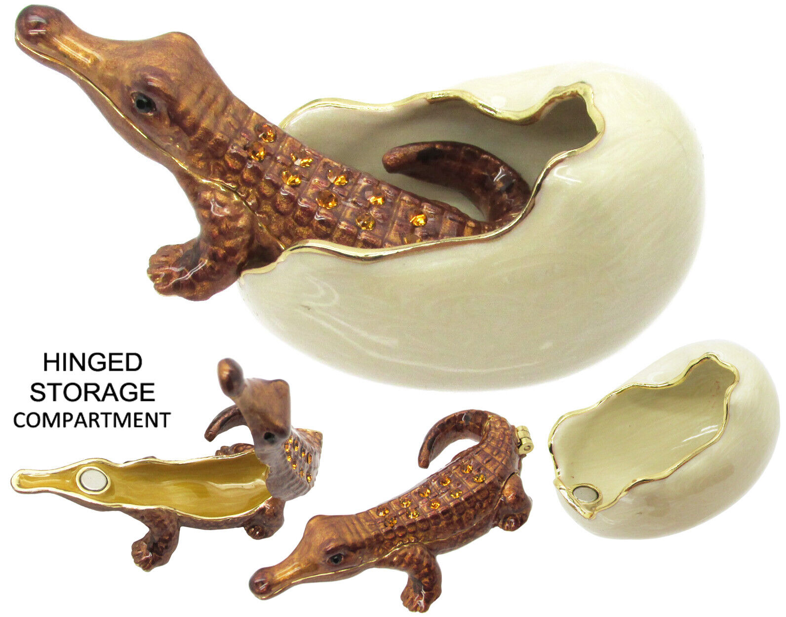 RUCINNI Hatching Alligator Jeweled Trinket Box