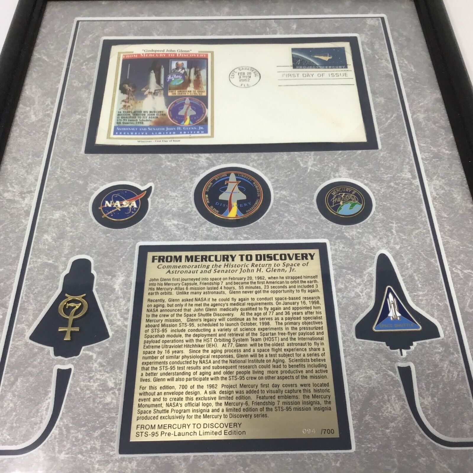 vintage NASA From Mercury to Discovery framed limited edition memorabilia 1998
