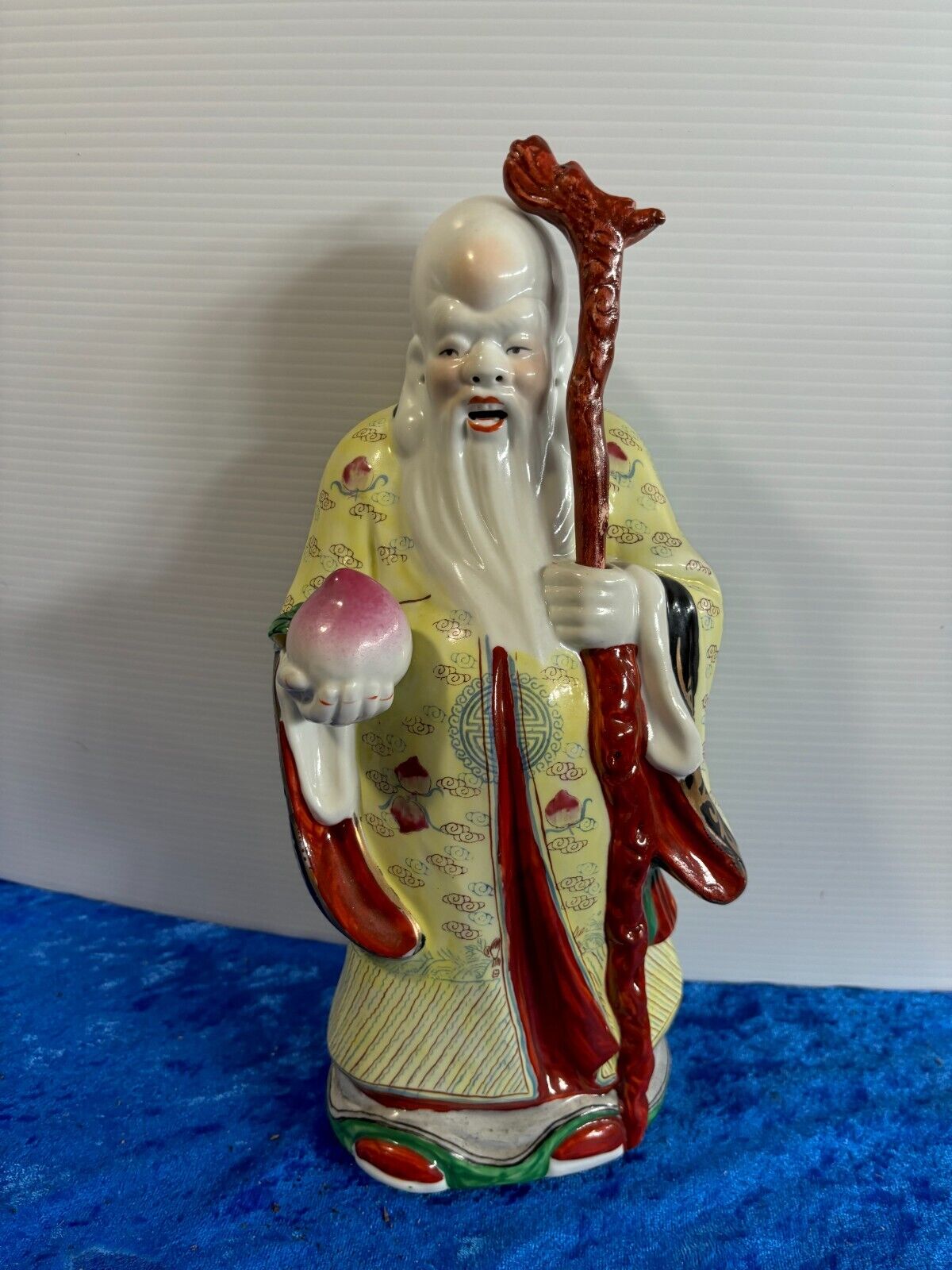 Vintage Asian Shouxing Hand Painted Ceramic Statue 13\