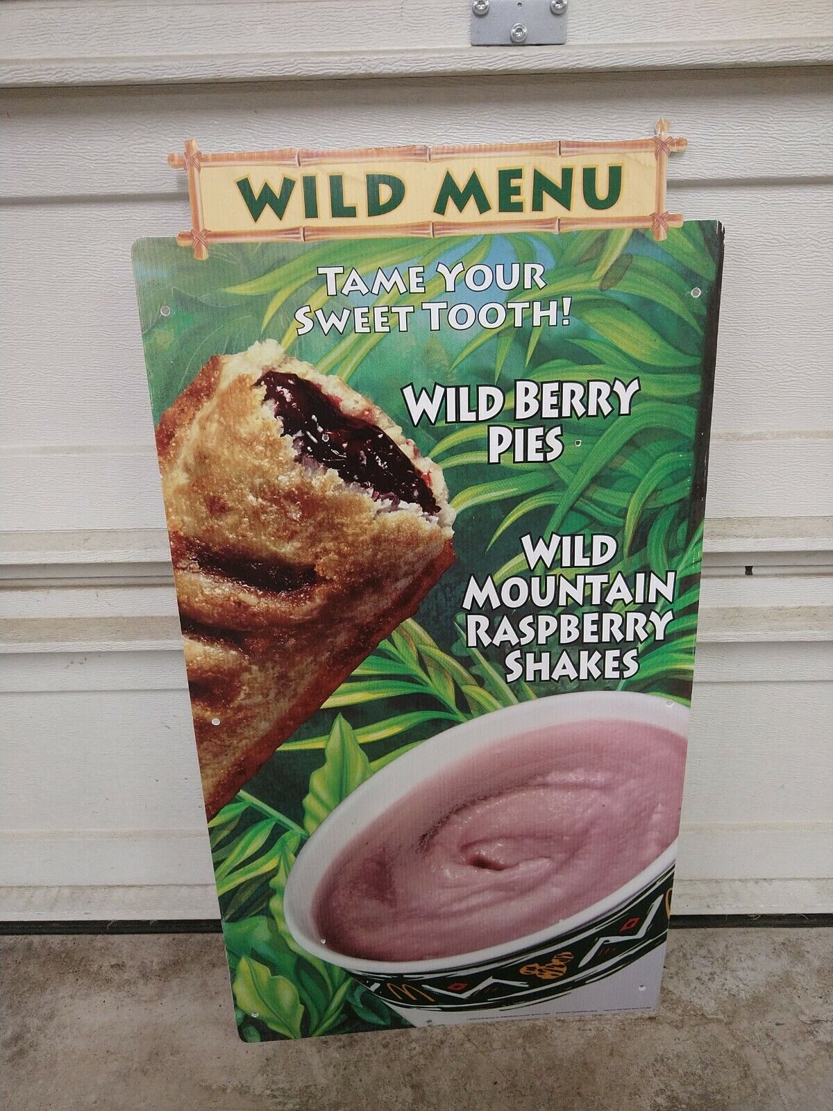 1998 McDonald\'s Drive Thru Wild Menu Berry Pies Shake Advertising Store Sign WOW