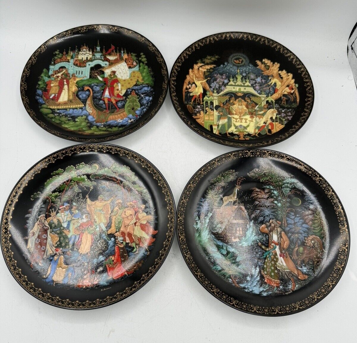 Bradex PALEKH Russian Legends set Of 4 Plates All In Good Condition Vintage