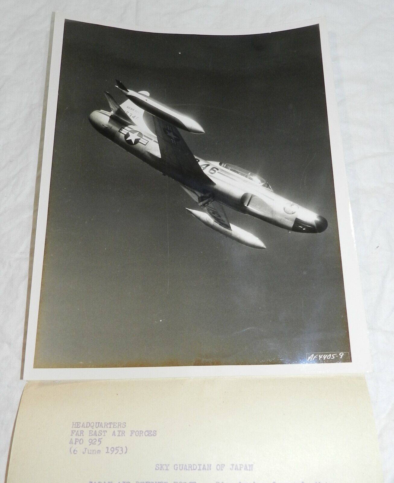 Vintage 1953 Official USAF photo of F-94 Starfire Jet - Sky Guardian of Japan
