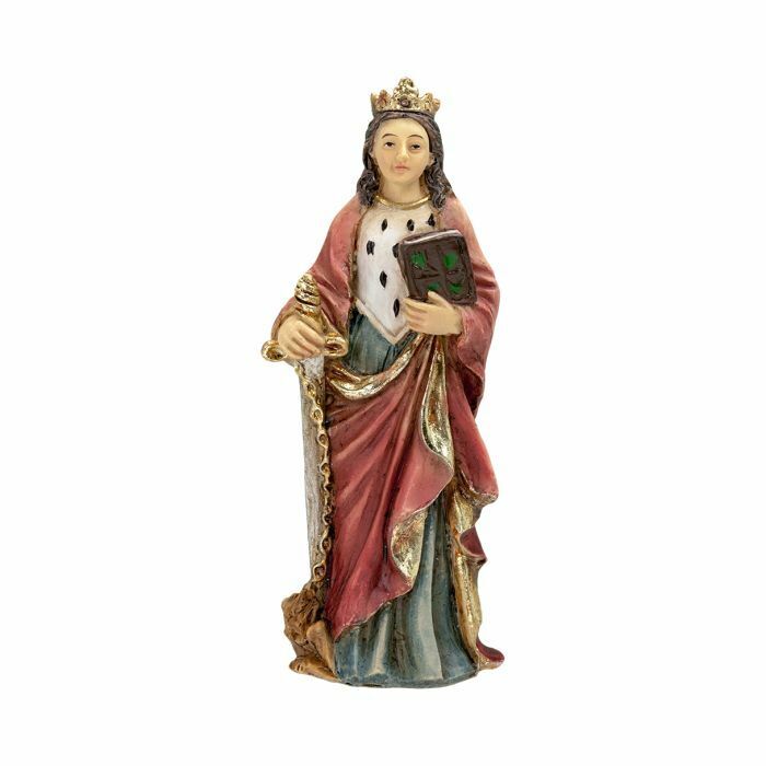 St. Dymphna Desk Statue with a Gold Stamped Prayer Card
