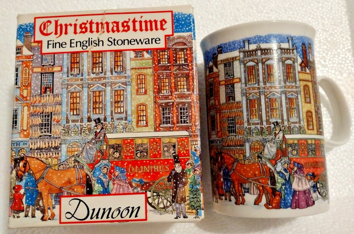 Dunoon Bone China Mug Christmastime Victorian Coffee Tea by Sue Scullard England