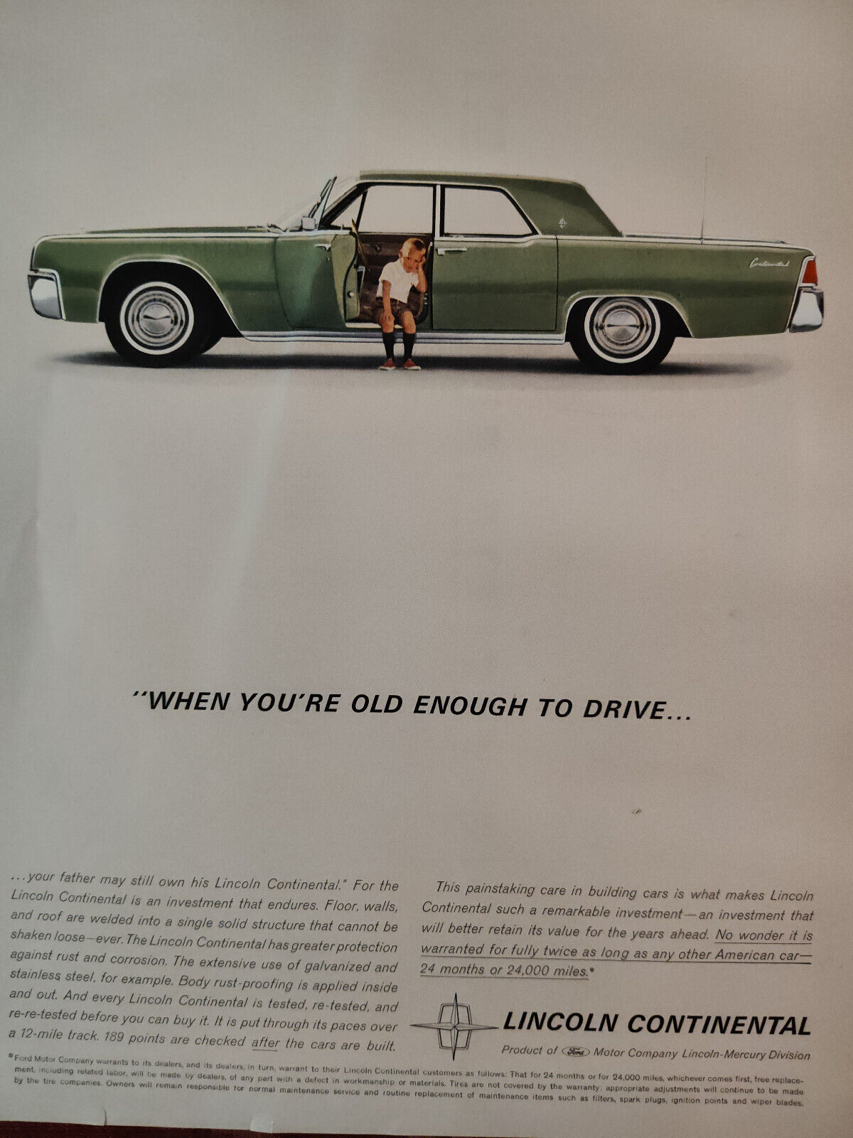 Vintage 1962 Ad Lincoln Continental When you are old enough to drive