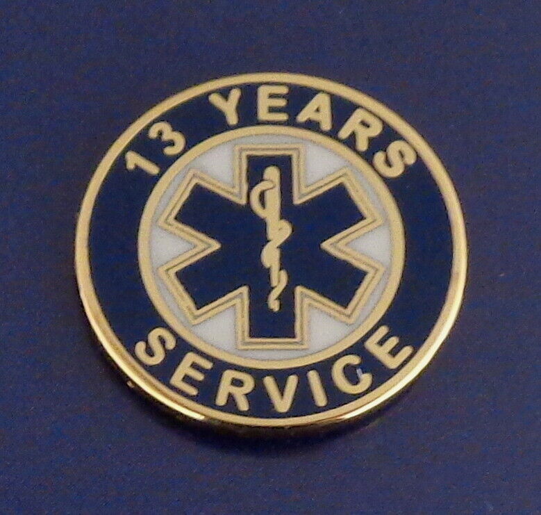13 YEARS SERVICE EMS STAR OF LIFE Uniform/Lapel Pin caduceus Emergency Medical