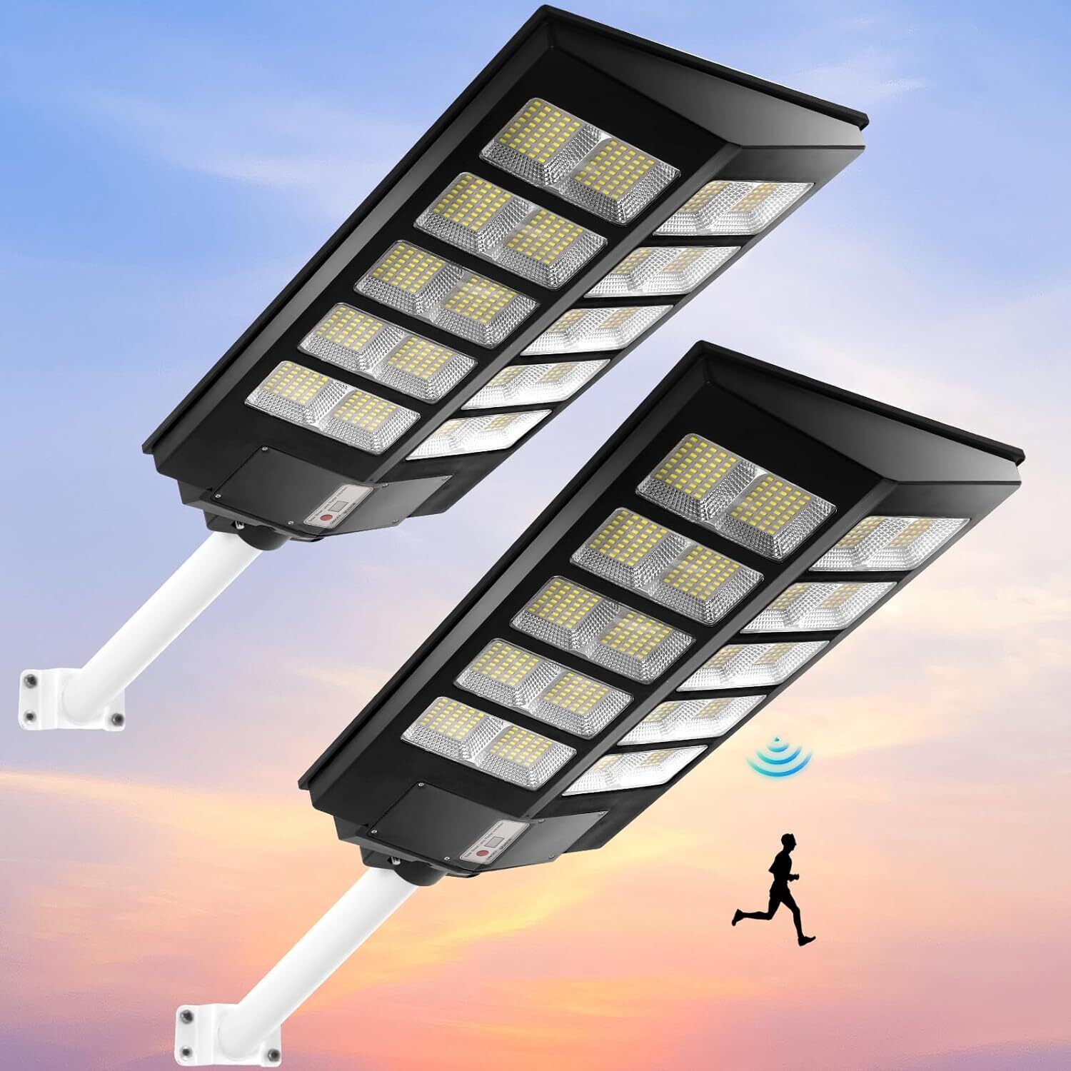 2PCS 2KW 7000K Commercial Solar Street Light LED Outdoor Dusk to Dawn Lamp US