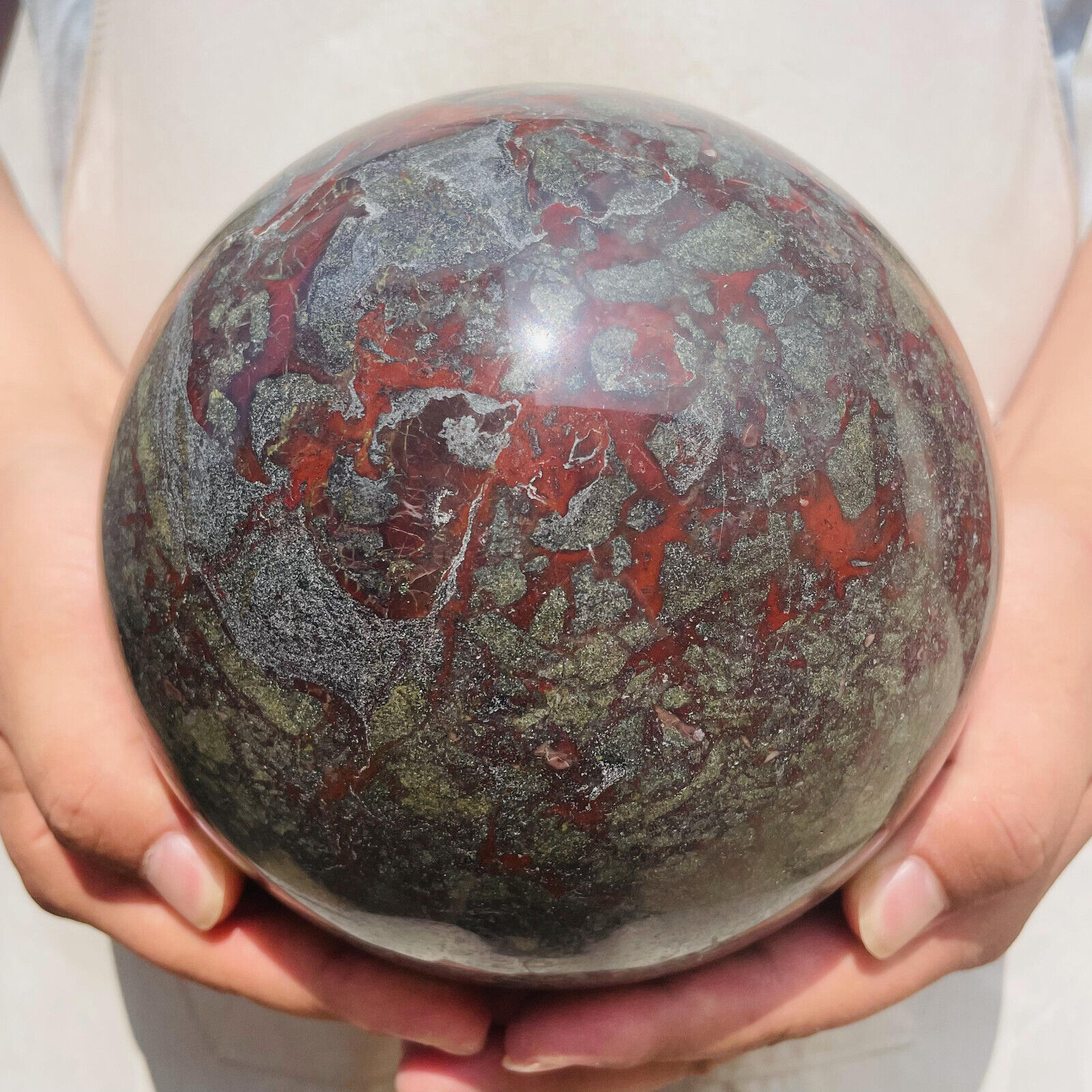 5140g Natural Dragon Blood Stone Sphere Quartz Crystal Mineral Reiki Healing