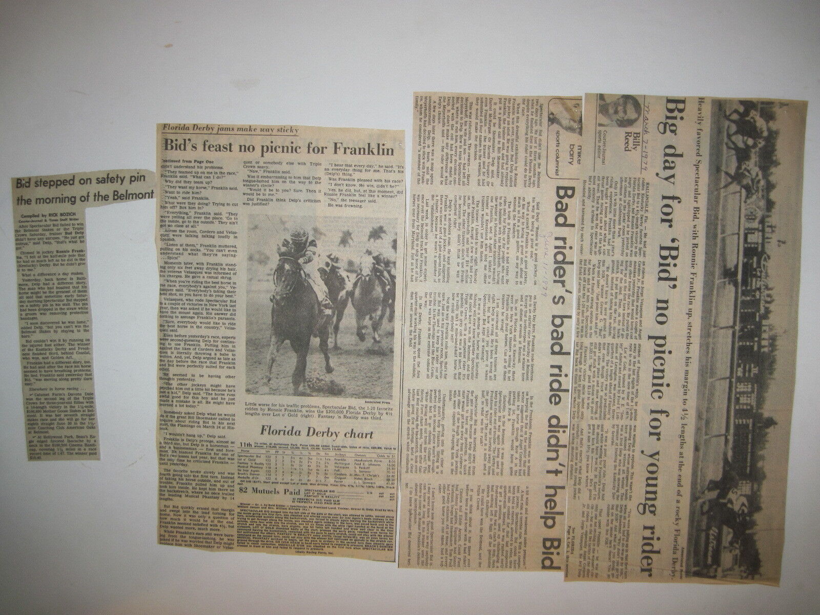 Louisville Courier Journal 1979. SPECTACULAR BID- 5 Articles (KY Derby)