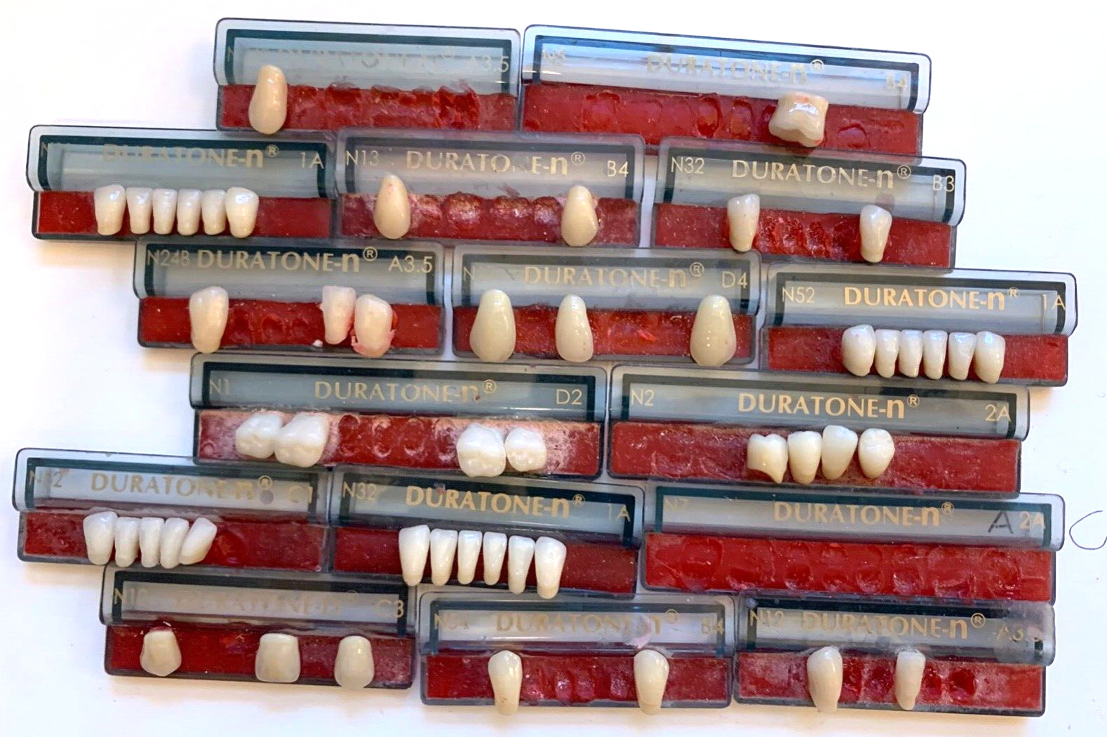 vtg DENTURE TEETH LOT old false tooth set Duratone dental dentist Halloween prop