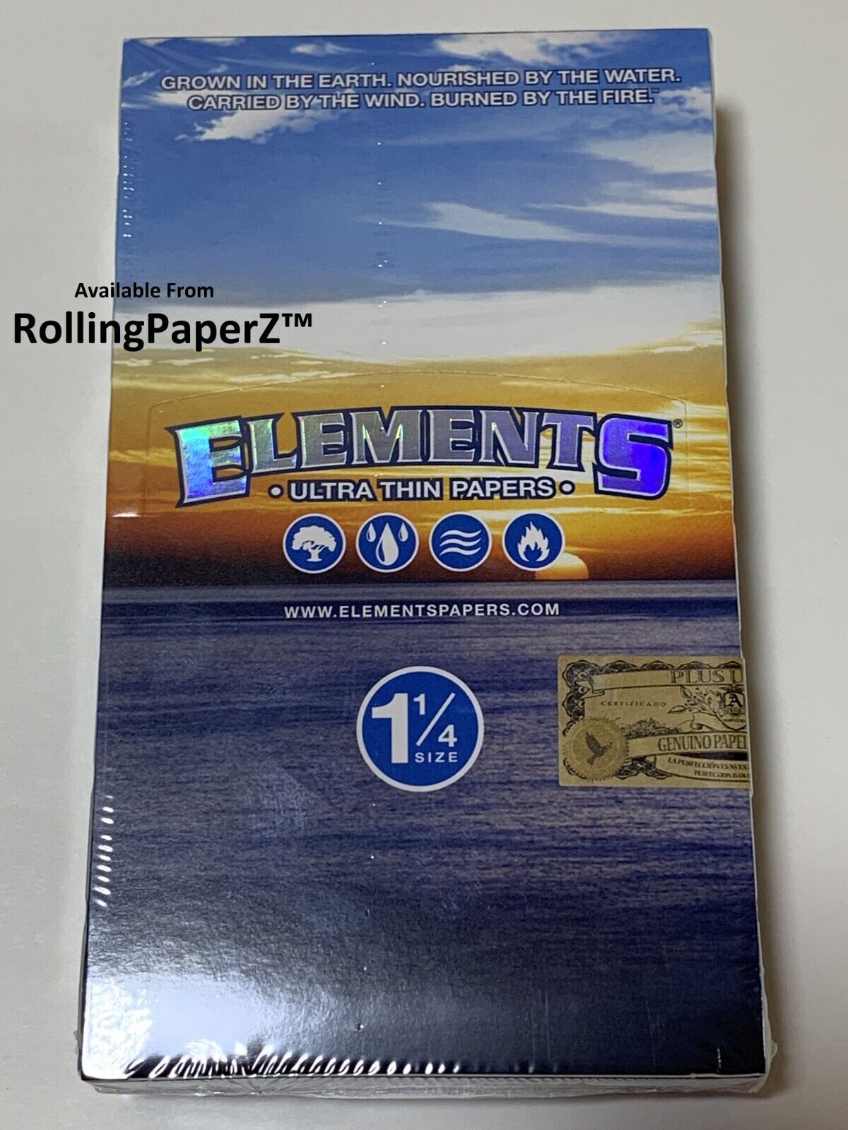 NEW Sealed BOX of 25 packs ELEMENTS 1 1/4 1.25 Ultra-Thin Rolling papers