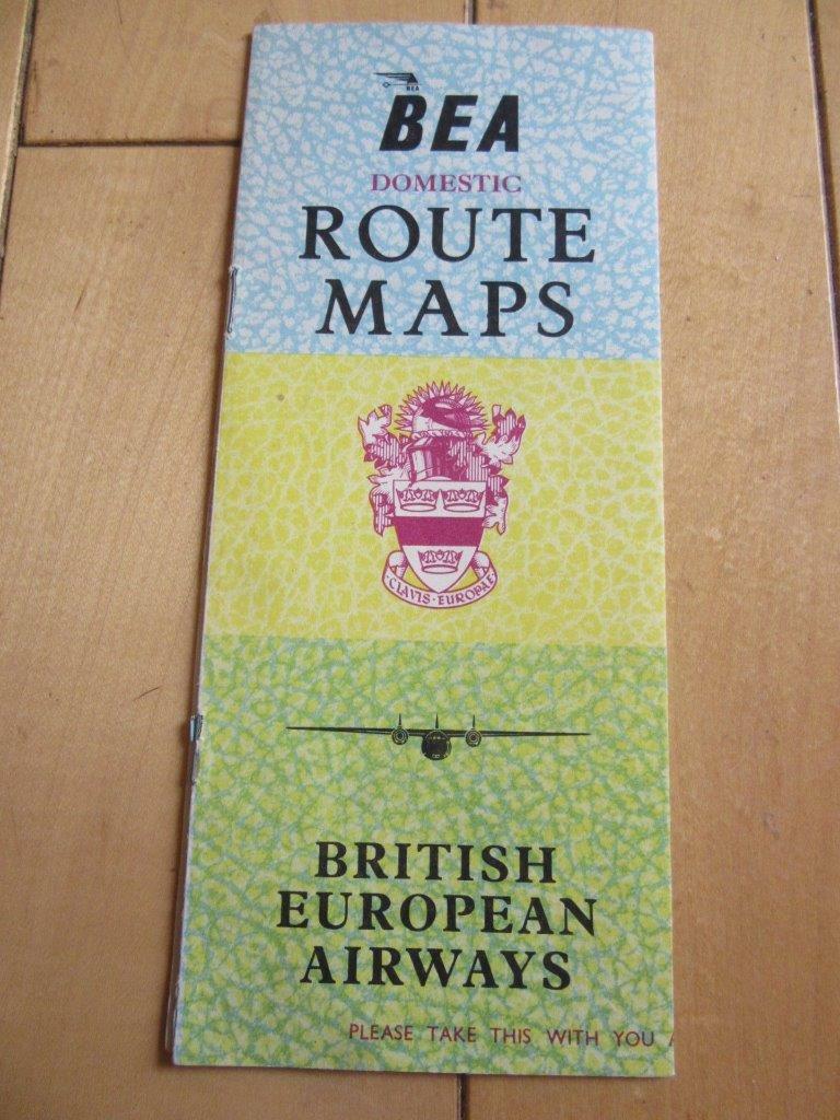 1954-55 BEA DOMESTIC ROUTE MAP BRITISH EUROPEAN AIRWAYS SOUVENIR BROCHURE