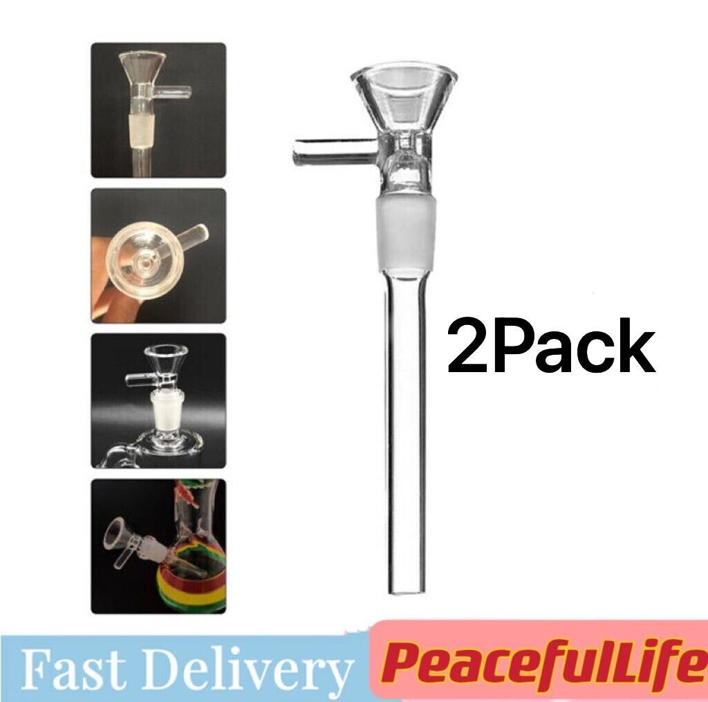 2PCS 4.7inch 14mm Male Pipes Glass Downstem with Bowl Adapter Water Filter Parts