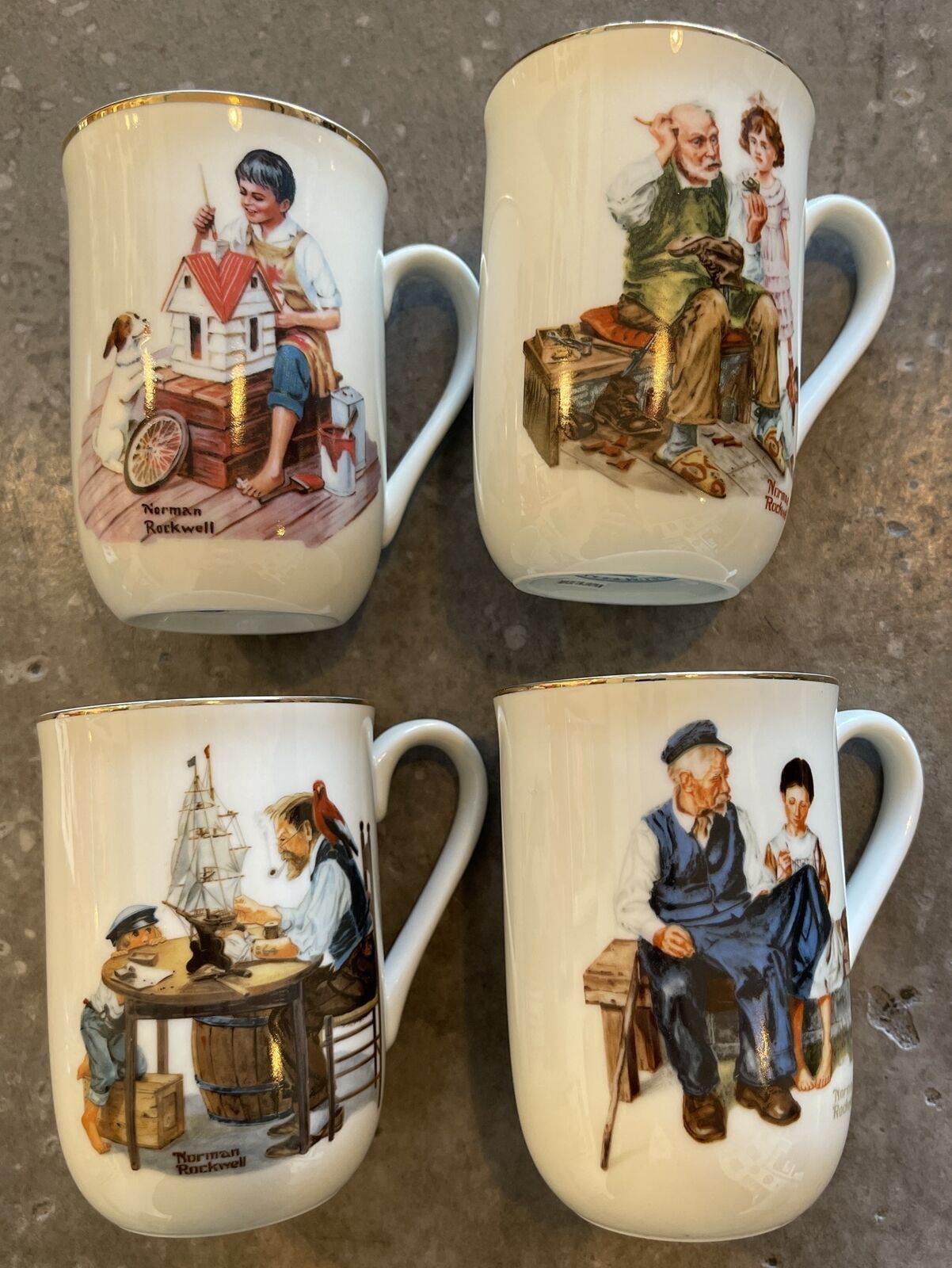 x4 Vintage 1982 Norman Rockwell Museum Seal of Authenticity Mug Children Toys