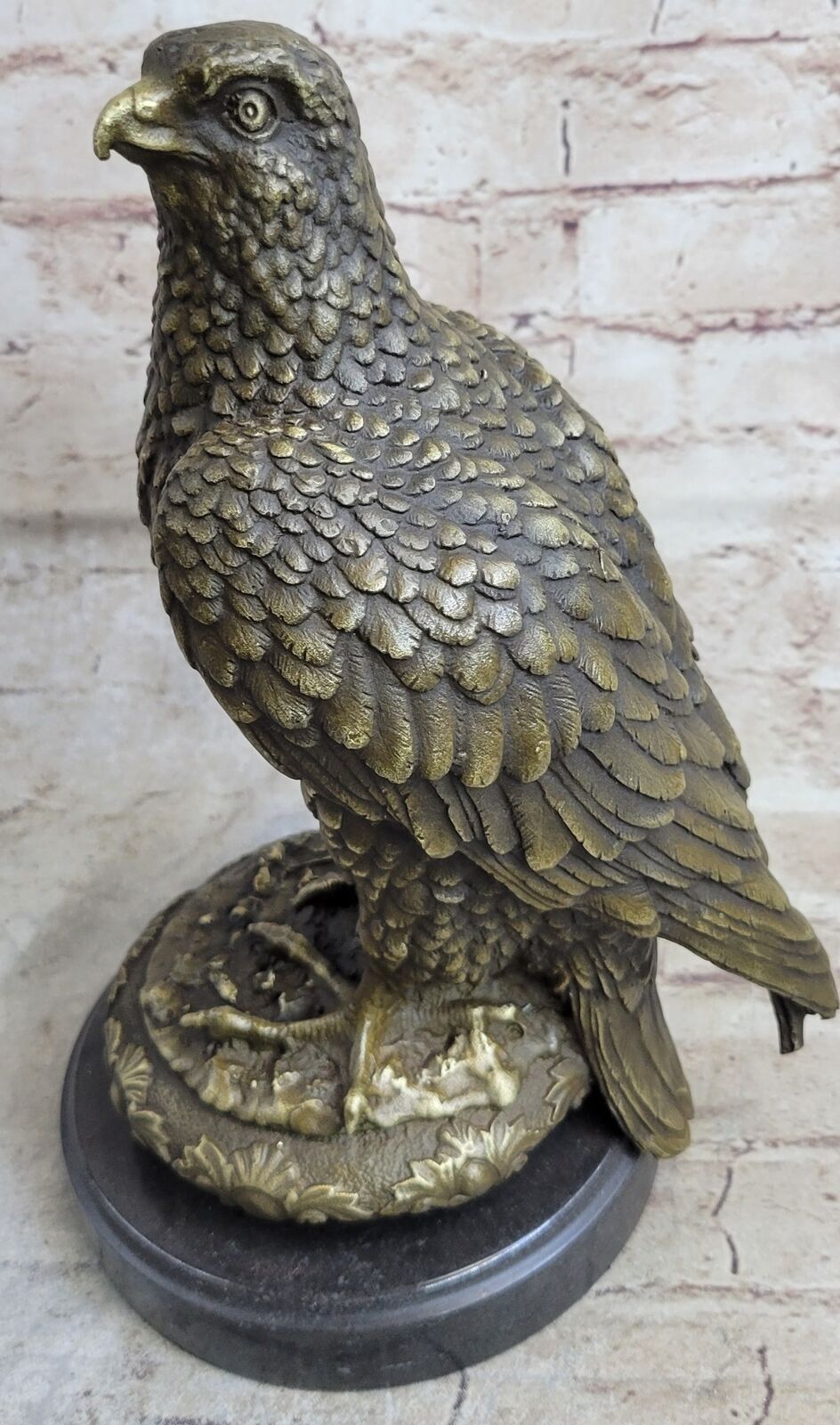 Perched Bird of Prey Bronze Statue Sculpture ornithology Eagle Hawk Falcon Deco