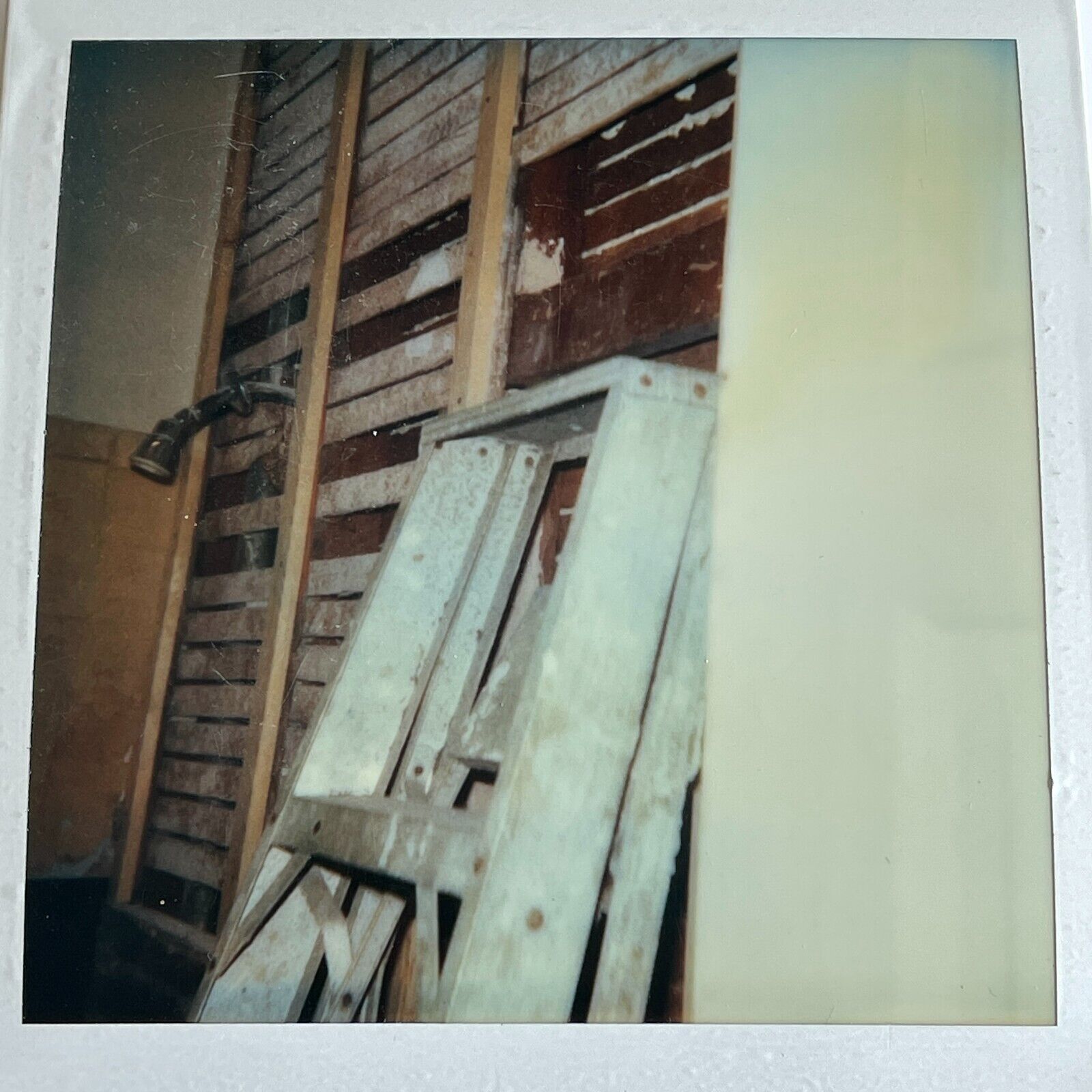 i3 Polaroid Weird Odd Subject Top of Leaning Ladder Construction Abstract Odd 