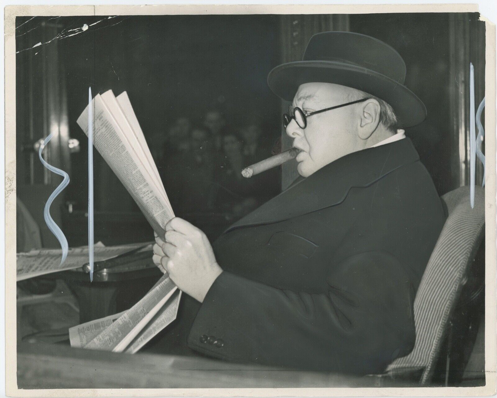 23 October 1951 press photo of Churchill after speaking during election campaign
