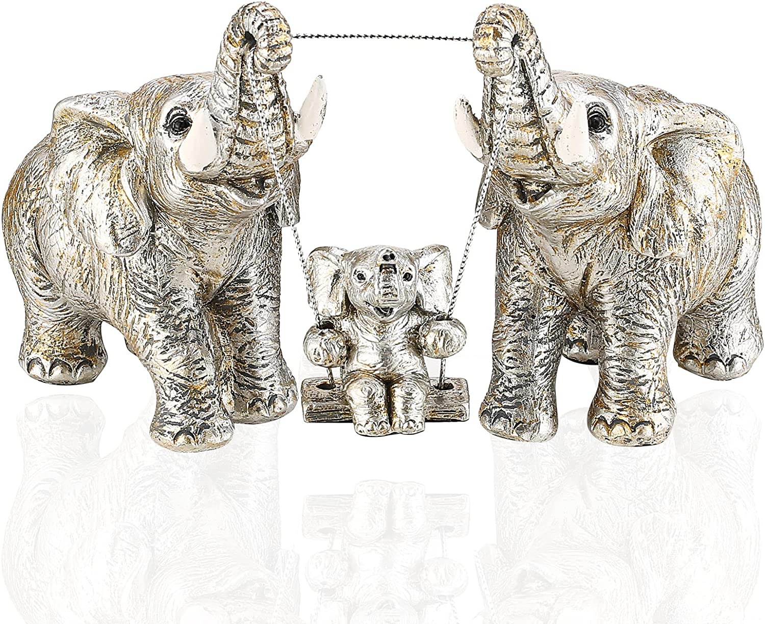 Elephant Statue Mom Gifts. Home Decor Accents for Bookshelf Living Room 