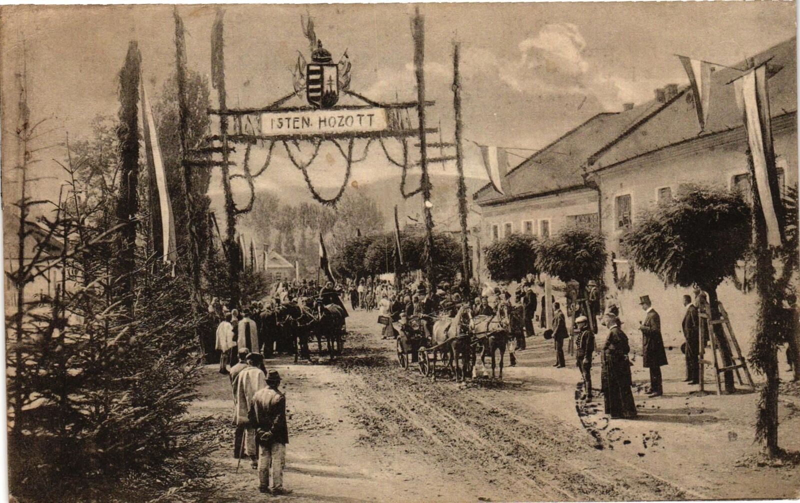Vintage Postcard- A crowded street