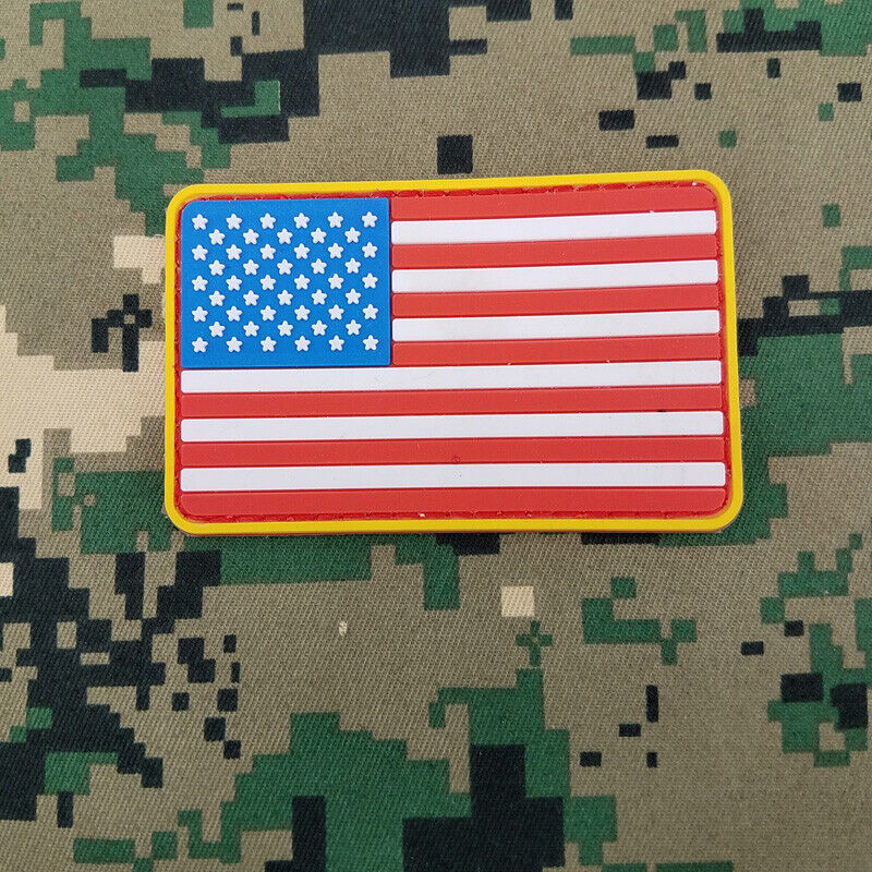 3D PVC AMERICAN USA FLAG US MILITRAY TACTICAL RUBBER HOOK LOOP PATCH FULLCOLOR