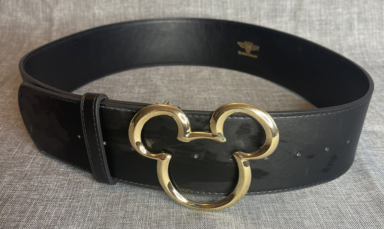 Buckle-Down Disney Wide Belt Black Gold Mickey Mouse Buckle Adjustable Size M