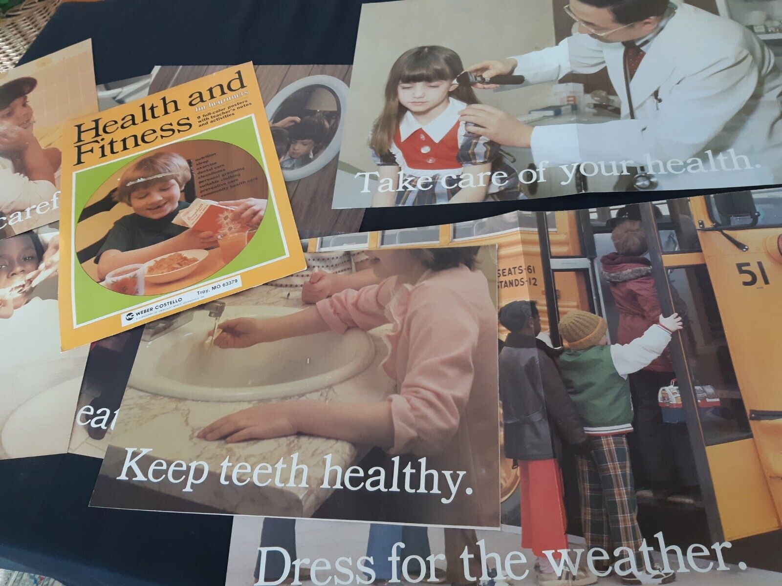LOT 1976 Large Classroom HEALTH & HYGIENE FITNESS POSTERS 22.5 in X 15 (6 Diff.)